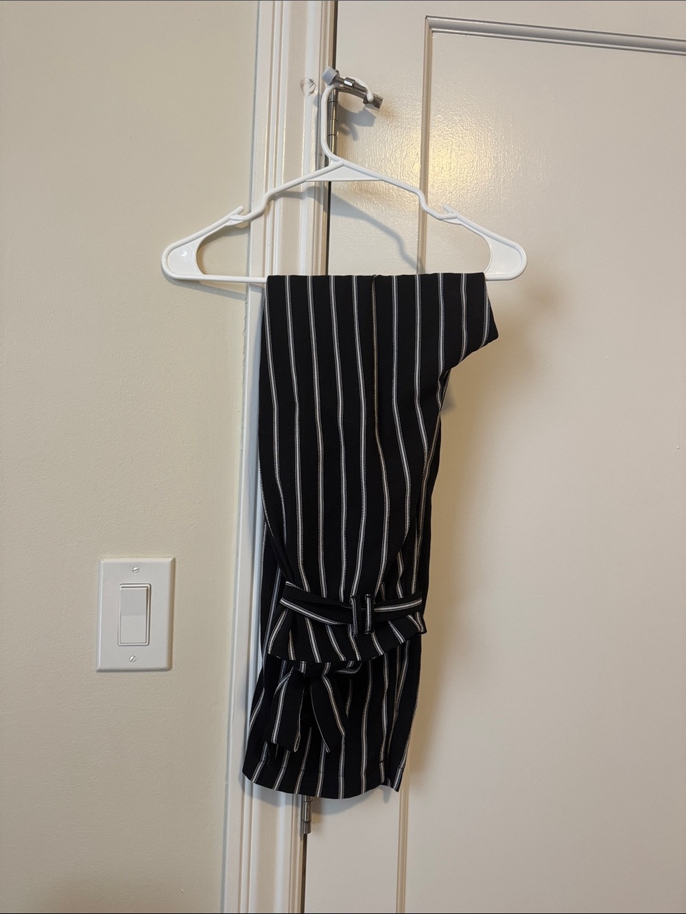 Romeo & Juliet Couture Black and White Striped High-Waist Trousers